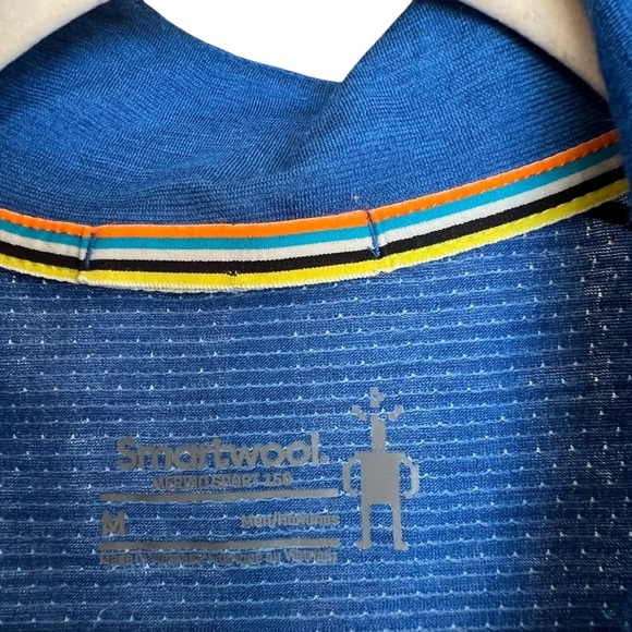 Smartwool Men’s 1/4 Zip Merino Sport Long Sleeve Baselayer Shirt Blue Medium - Picture 3 of 5